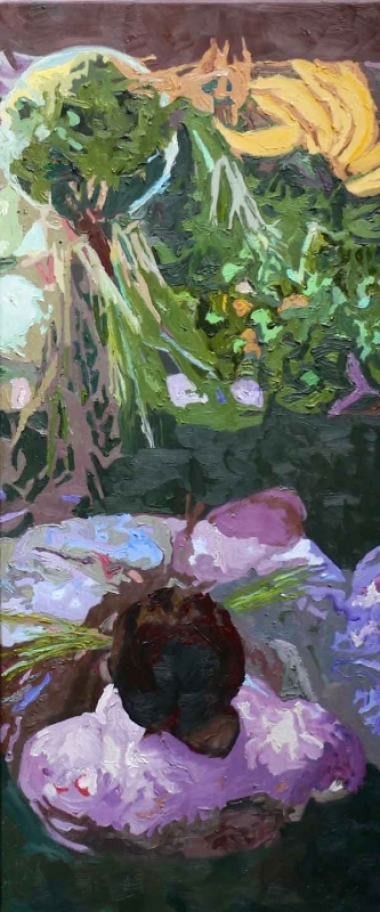 Ilse Gabbert, Guadeloupe III, oil on canvas, 47,2 x 20 in,  from the series "from above"
