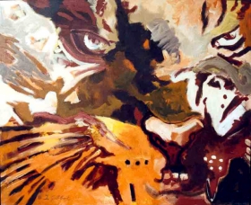 Ilse Gabbert, Tiger #2, Painting, Acrylic on Canvas, 35,4 x 43,3 in
