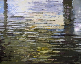 Ilse Gabbert, Sittaung, lmalerei auf Leinwand, 110 x 140 cm, aus der Serie "Wasserbilder"