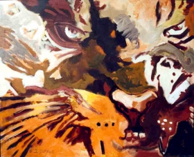 Ilse Gabbert, Tiger #2, Painting, Acrylic on Canvas, 35,4 x 43,3 in